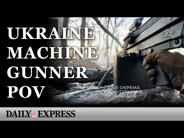 Ukraine machine-gunner takes on Russians in POV footage