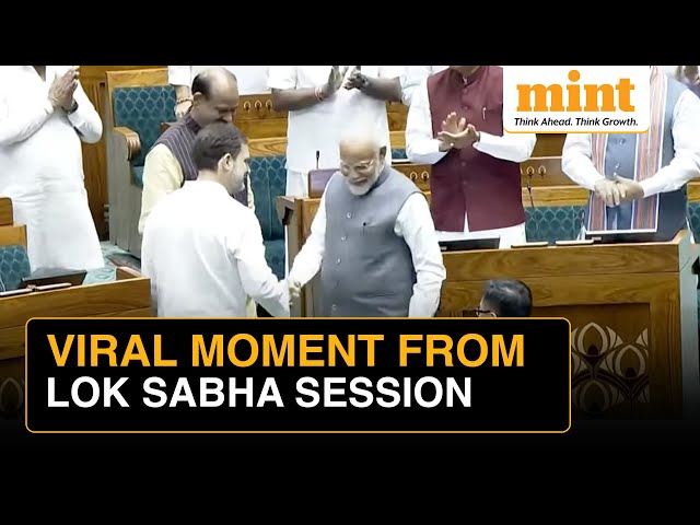 Parliament VIRAL Moment: PM Modi & LoP Rahul Gandhi Shake Hands, Accompany Speaker Om Birla To Chair