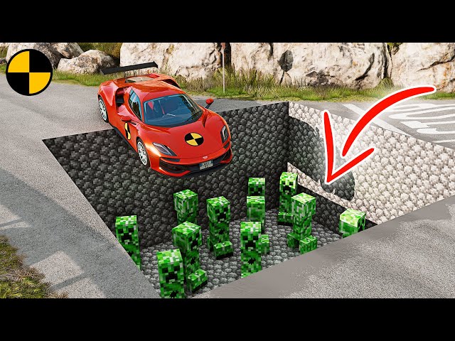 Cars vs Minecraft Creeper Pit 😱 BeamNG.Drive