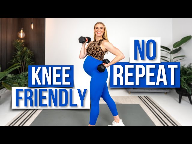 20 minute Knee-Friendly No Repeat Legs, Glutes, & Thighs Strength Training with Dumbbells