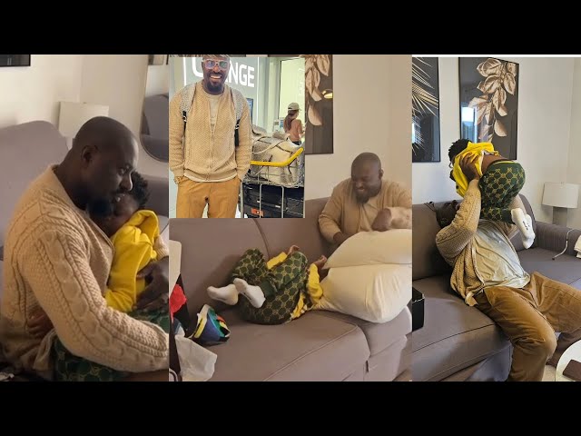 Jim Iyke's bonding moments of him having a pillow fight with his son Harvis Chidubem in Paris