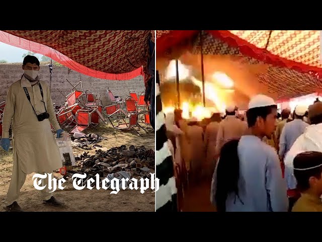 Moment of suicide bombing in Pakistan leaving 44 dead and hundreds wounded