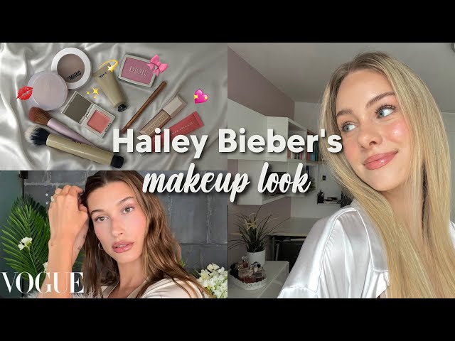 Recreating Hailey Bieber's natural & glowy makeup 💫🎀 || VOGUE Beauty Secrets