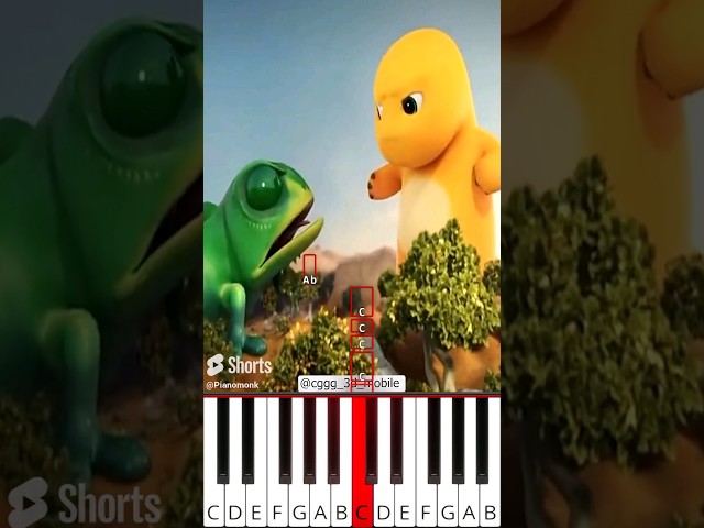 Chameleon Vs Dinosaur yellow Part 2 (@cggg_3d_mobile) - Octave Piano Tutorial
