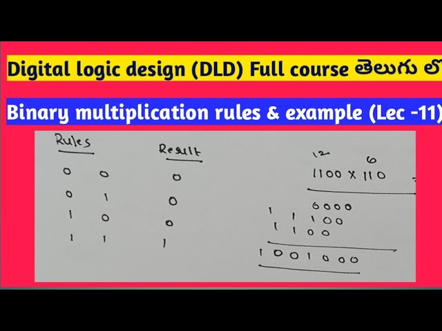 binary multiplication in digital logic design in Telugu | binary arithmetic |SRT Telugu Lectures
