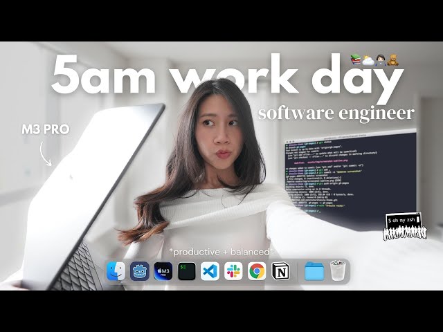 a realistic day working as a software engineer | M3 MacBook Pro setup for coding + productivity 👩🏻‍💻