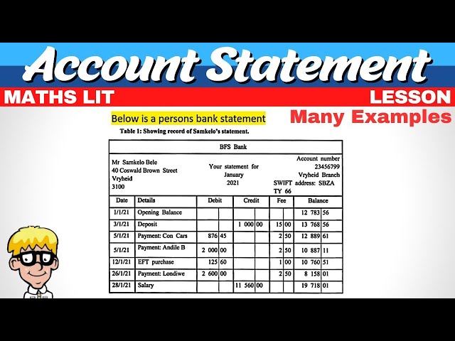 Account Statement Maths literacy