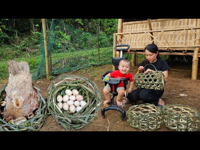 Tam makes beautiful bamboo nests for chickens to lay eggs.