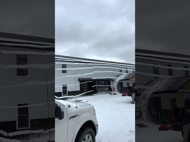 Barndominium Ice and snow avalanche off metal roof