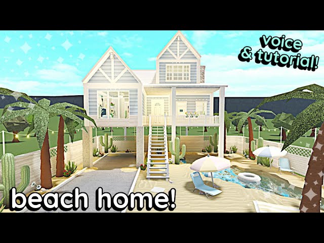 Tropical Bloxburg BEACH HOUSE Build! 2 Story Tutorial *WITH VOICE*