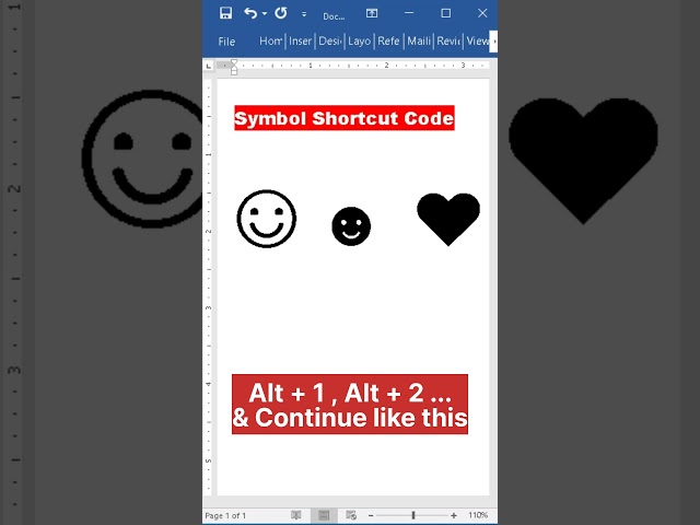 Symbol code with Alt Key  in msword 😄❤ #msword #symbols #viralshort #shortvideo