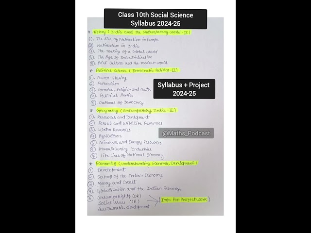 Class 10th social science syllabus 2024-25 | Class 10th SST Syllabus 2024-25 #class10 #class10th