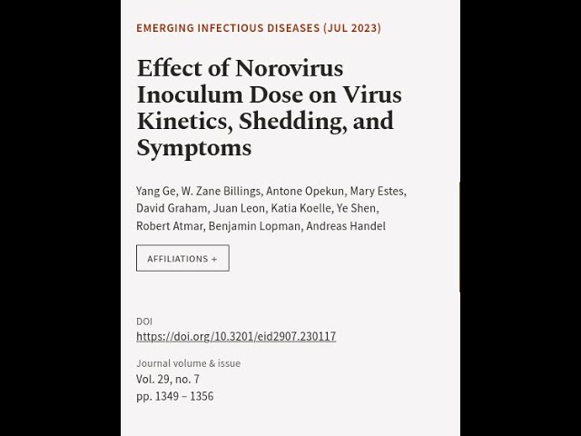 Effect of Norovirus Inoculum Dose on Virus Kinetics, Shedding, and Symptoms | RTCL.TV
