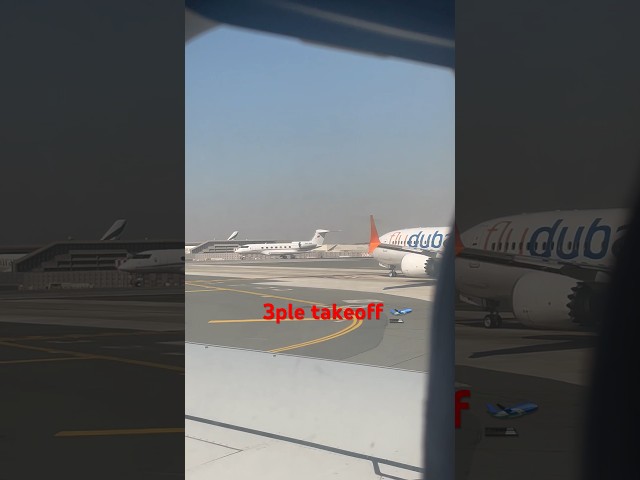 Emirates fly Dubai runway takeoff