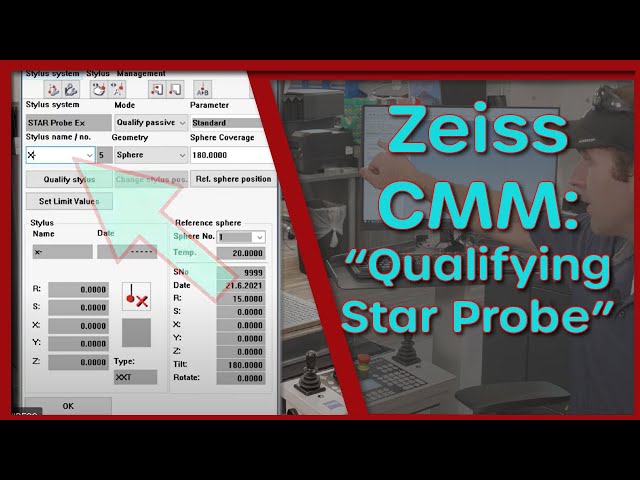 CMM Zeiss Duramax with Calypso: Stylus Qualification, "Star Probe" (Programmer Training Lesson 5)