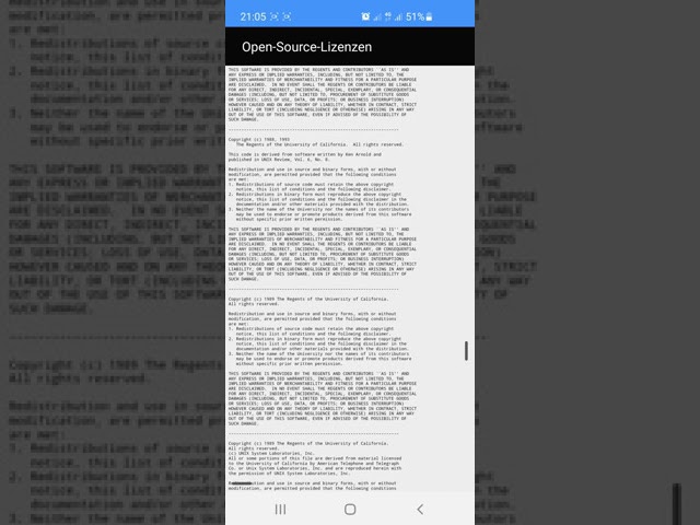 BSD License texts from Android