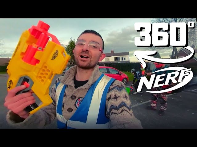 Nerf AlphaStrike Hammerstorm Firing, Review and Field Test at Grim Up Nerf with 360 Degree Camera