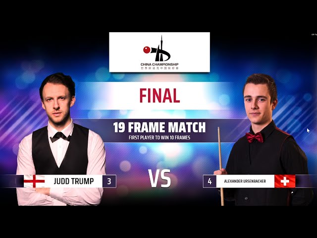 Snooker China Championship Final Alexander Ursenbacher vs Judd Trump Frame 8-9