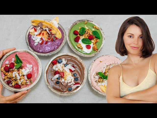 5 EPIC smoothies, 6 PRO tips, no $700 blender | YUM Smoothie Bowls for a healthy breakfast