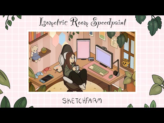 DRAW WITH ME | Chill Isometric Room Speedpaint in Procreate | twitch graphics for my art business