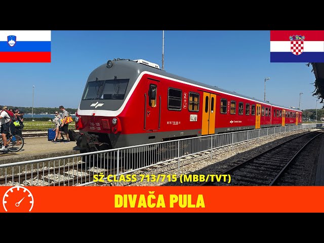 Cab ride Divača -  Pula (Istrian railway, Slovenia, Croatia) train driver's view in 4K