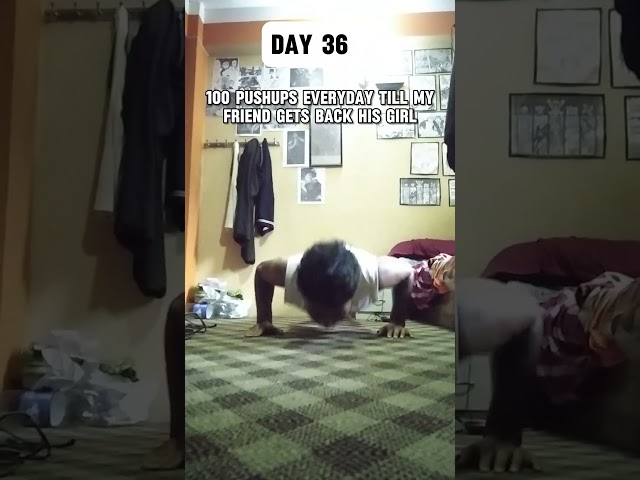 Day 36 of 100 Pushups till my friend get back his girl #pushups #transformation #challenge #chest