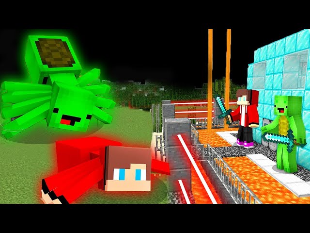 Scary JJ and Mikey MUTANTS SPIDERS vs Security House in Minecraft Challenge Maizen JJ and Mikey