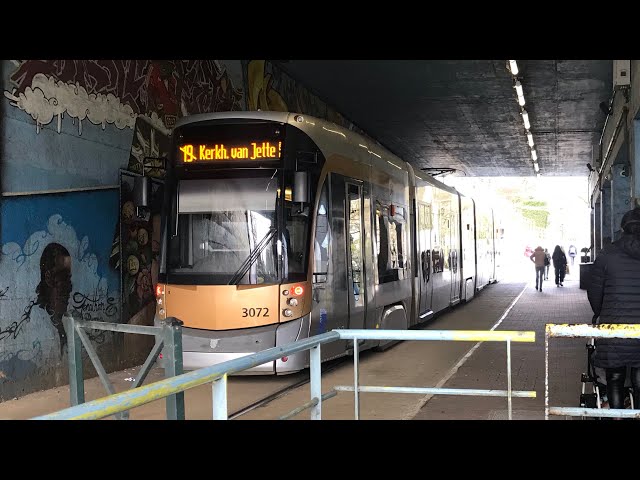 STIB Tram 19 Trajet entre Cimetière de Jette et De Wand dans un Tram T3000 (3072)