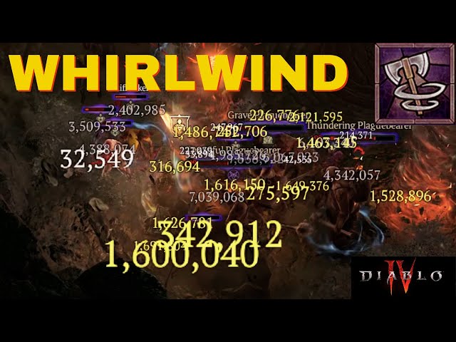 Diablo 4 - Season 4 Whirlwind Barbarian Build & Speed Pit Clear 100