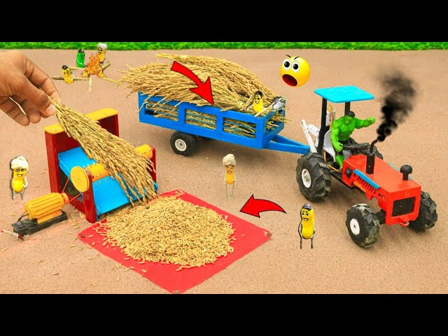 Mini Tractor transporting|tractor making rice mill machine science project|mini thresher| @NsTvKing