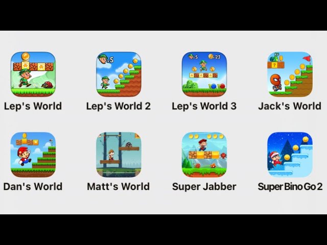 Lep’s World 1 2 3, Jack’s World, Dan’s World, Matt’s World, Super Jabber, Super Bino Go 2