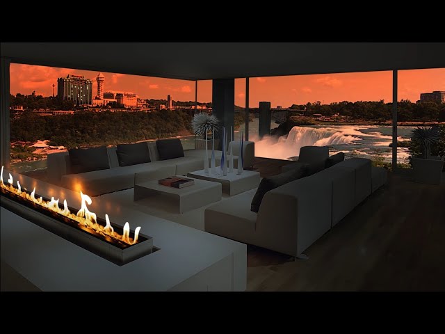 🌟24/7 Live Stream  Niagara Falls  | Cozy Apartment with Fireplace and Niagara View