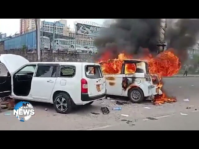 Mombasa protestors torch several vehicles after 3 injured In shooting by private gun-holder