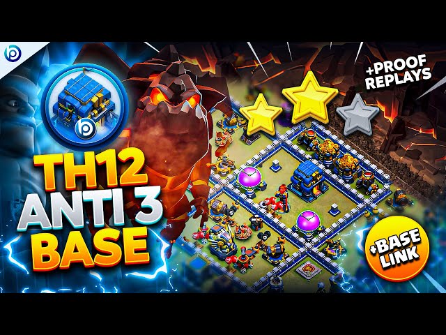 The ULTIMATE TH12 ANTI 3 STAR BASE with LINK 2024 | Town Hall 12 War Base ANALYSIS + PROOF Replays