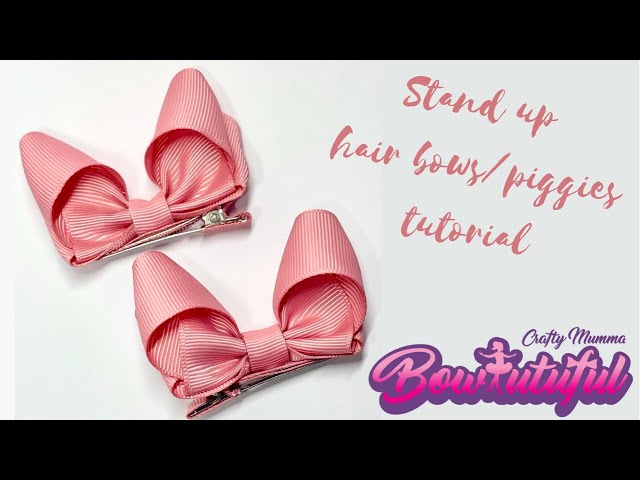 Stand up piggies hair bow tutorial // how to make hair bows // laço de fita