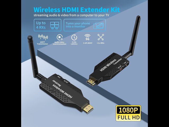 iPazzPort Wireless HDMI Transmitter and Receiver, 165ft Range, Plug&Play, 2.4/5GHz 1080P HD Extender