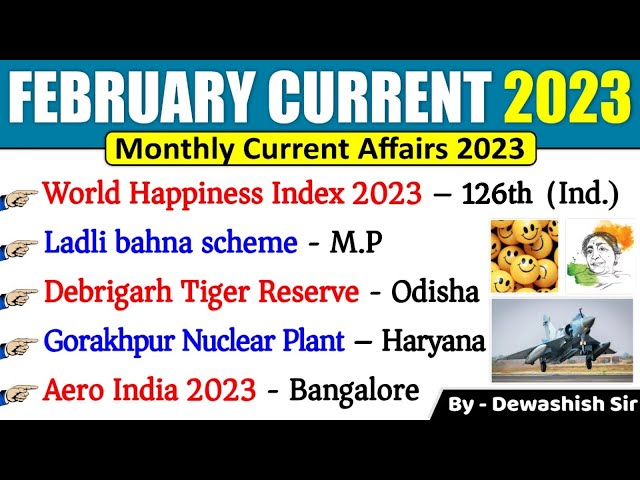 February 2023 Monthly Current Affairs | Feb 2023 |  Monthly Current Affairs 2023 | Dewashish Sir