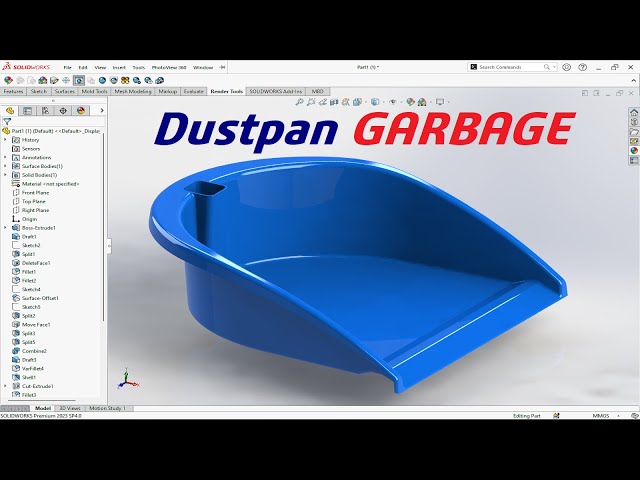 How to Create Dustpan Garbage || Solidworks Tutorial