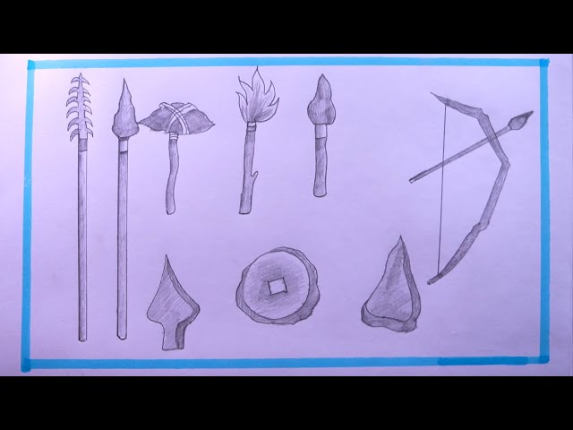 How To Draw STONE AGE TOOLS Easy/STONE AGE TOOLS Drawing