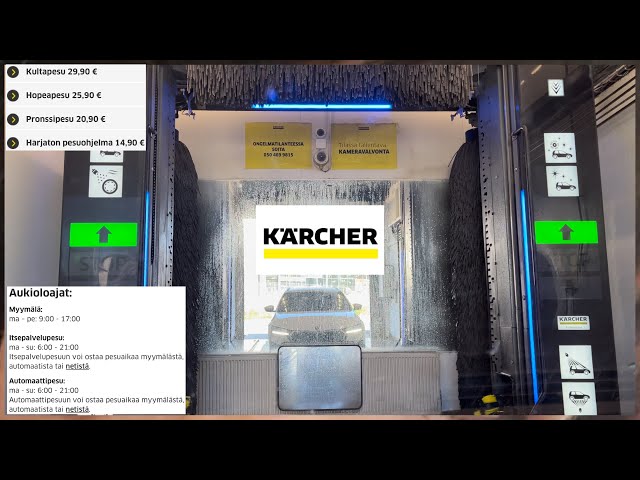 Auton Automaattipesu Kärcherin autopesulassa (Car Wash) Kultapesu, Hopeapesu, Pronssipesu & Harjaton