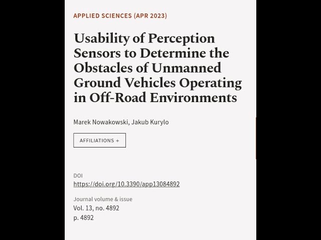 Usability of Perception Sensors to Determine the Obstacles of Unmanned Ground Vehicle... | RTCL.TV