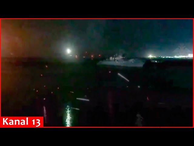 The moment Ukrainian naval drones attacked Russian Black Sea fleet ships in Novorossiysk overnight