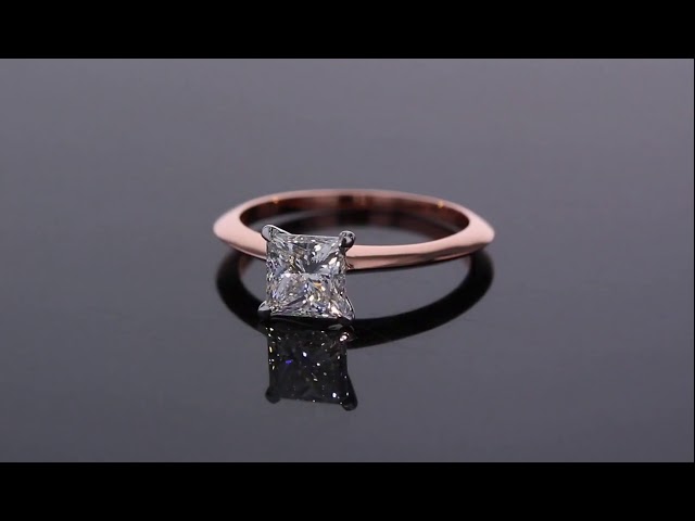 Princess Cut Engagement Ring in Two-Tone Rose Gold and White Gold Solitaire