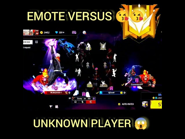 #shorts emote versus 😘 with unknown player 😱 #emote #versus 😍😍☑️ #freefire #short