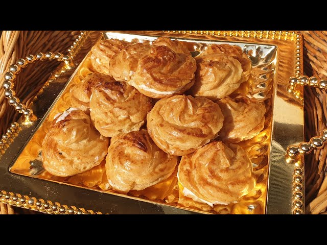 طرز تهیه شیرینی نان خامه ای خانگی توضیحات کامل از الف تا ی || Noon Khamei, Persian cream puff pastry
