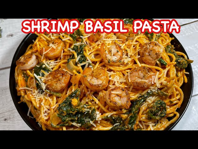SHRIMP BASIL PASTA in TOMATO PASTE | Quick and Easy Shrimp Basil Pasta | Pinoy Simple Cooking