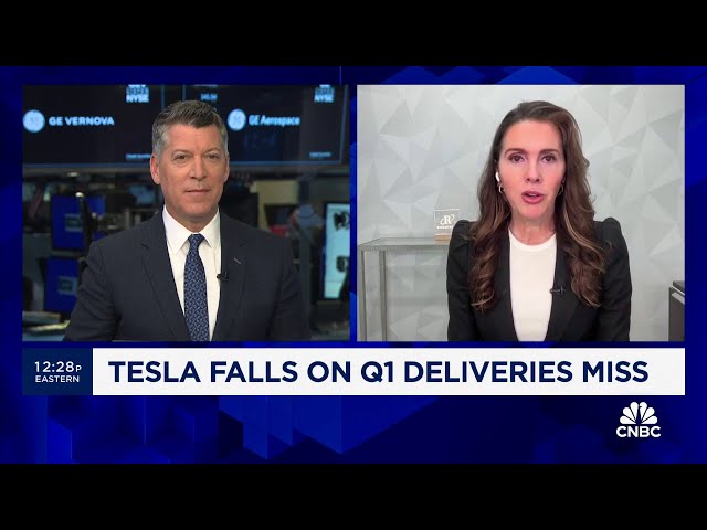 Tesla falls on Q1 deliveries miss