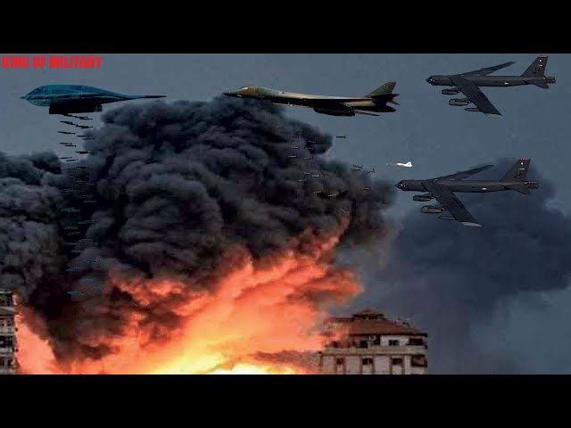 US-B-1, B-2 und B-52 starten massiv, um Angriffe in Konfliktgebieten zu beginnen