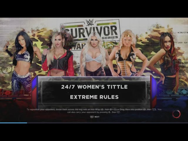 WWE 2K23 Tiffany VS Charlotte, Melina, Megan, Beth 5-Diva Extreme Elm. Match WWE Women's 24/7 Tittle