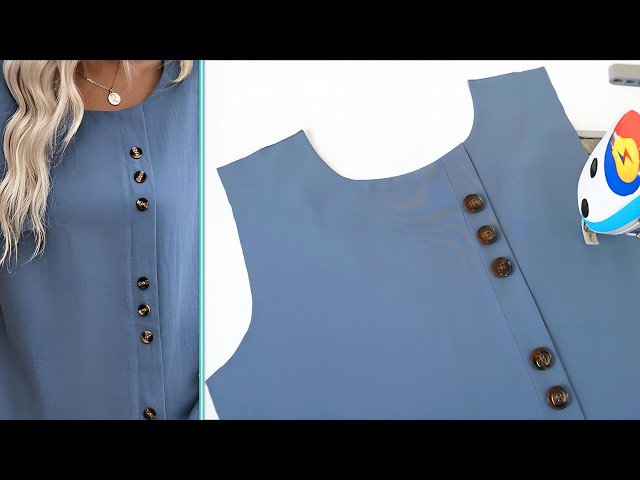 It's way easy for cut and sew a neck design beautiful with buttons | Sewing tips and tricks
